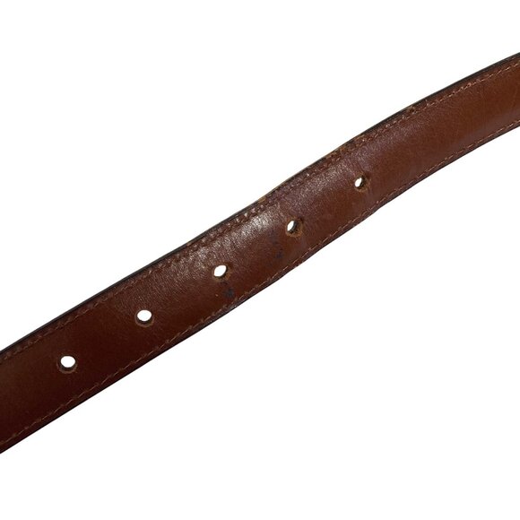 Dooney & Bourke Textured Brown Leather Belt Mens 40 Brass Buckle Made In USA - Picture 8 of 11